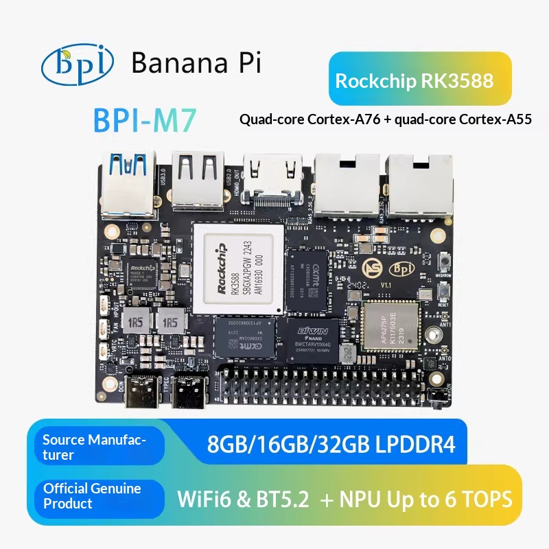 Banana Pi Bpi M7 Rk3588 - Placa de Desenvolvimento AI Banana Pi