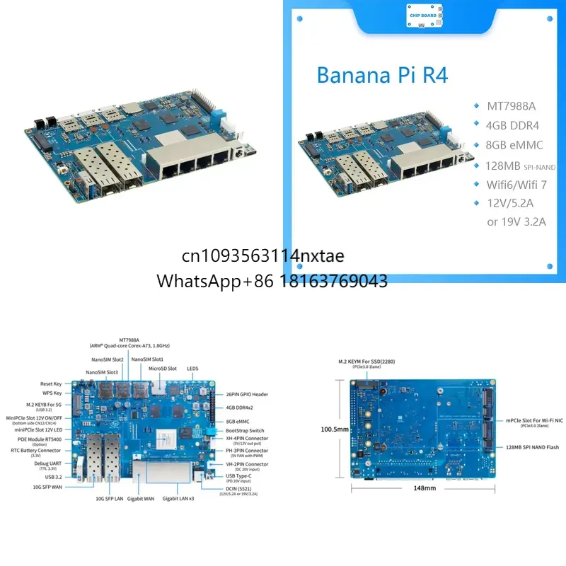 Bananapi Bpi R4 Wifi 7 - 2026 Quente! Placa Banana Pi BPI