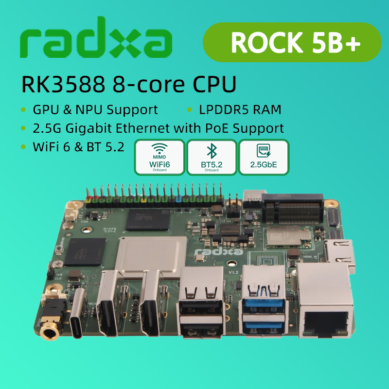 Radxa Rock 5B 16Gb - Radxa ROCK 5B + Rockchip RK3588
