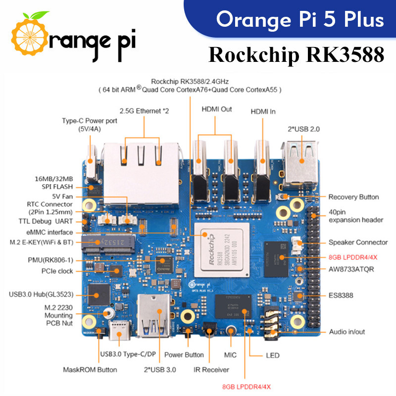 Orange Pi 5 Plus Computador de - Orange Pi 5 Plus 32Gb avaliação e preço