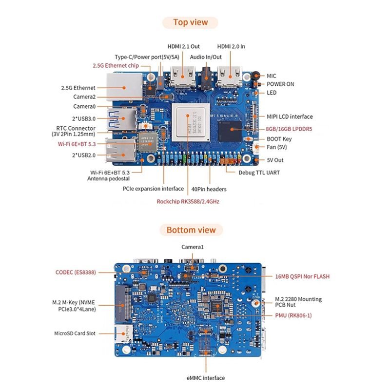 ABRI-Para Orange Pi 5 Ultra RK - Rk3588 Mini Pc Board avaliação e preço